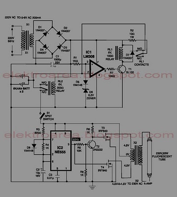 neon emergency light battery schematic circuit