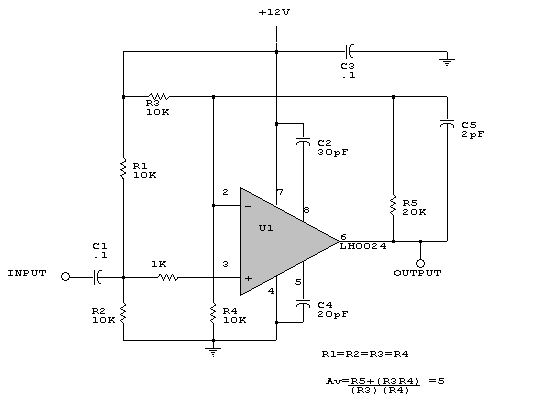 video signal amplifier using with lh0024