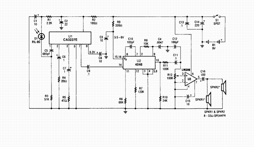 wireless ir headphone receiver – Circuit Schematic