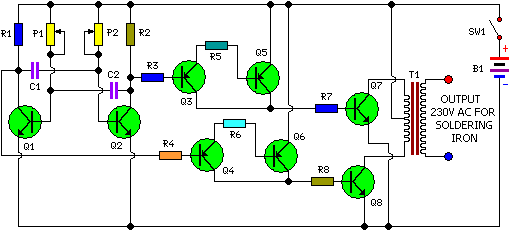 Small wattage Inverter Inverter Circuit For Soldering Iron circuit