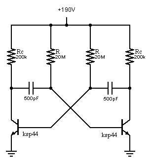 High voltage astable multivibrator problem circuit