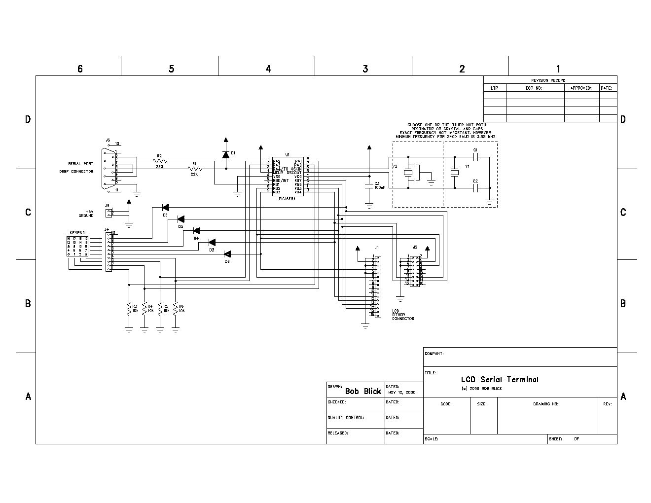 LCD Serial Terminal – Circuit Schematic