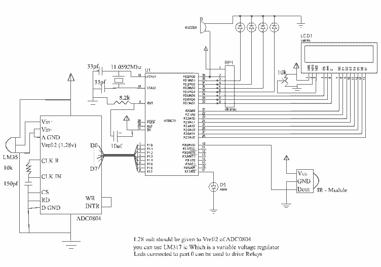 IR auto digital thermostat – Circuit Schematic