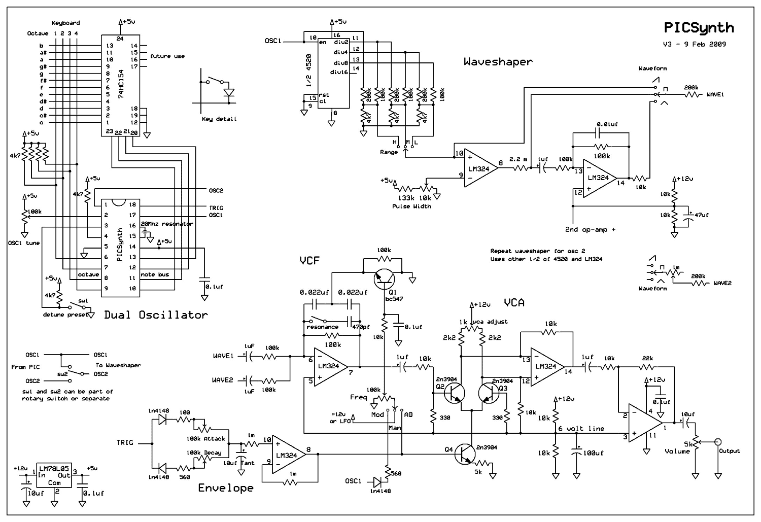 PIC Analogue Synthesizer – Circuit Schematic
