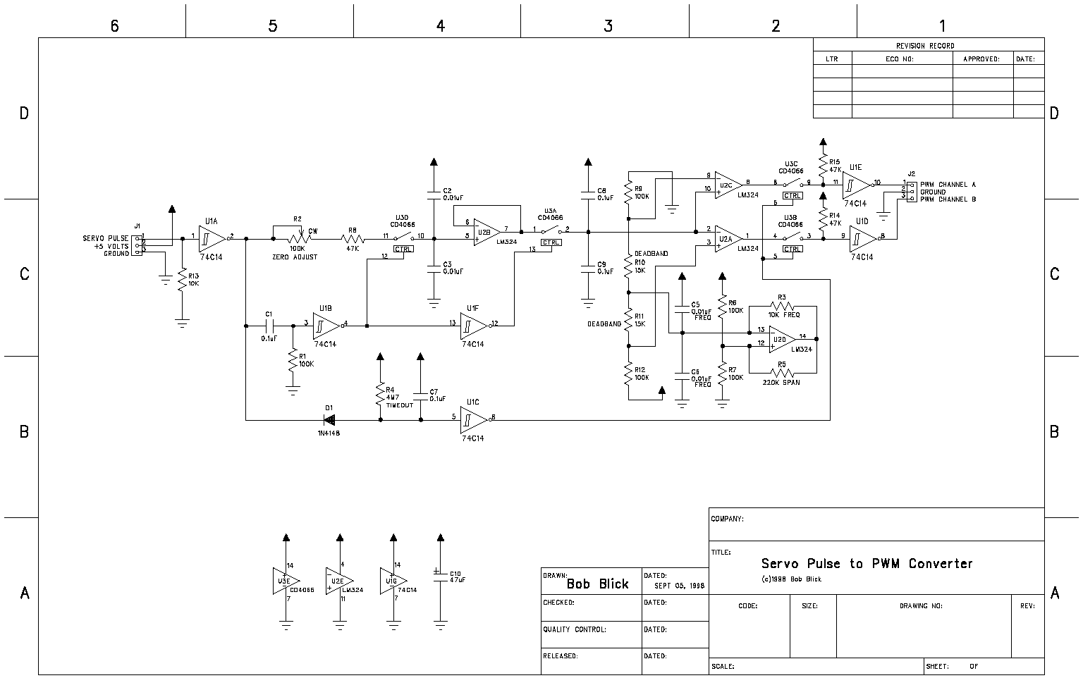 Servo pulse to PWM converter – Circuit Schematic