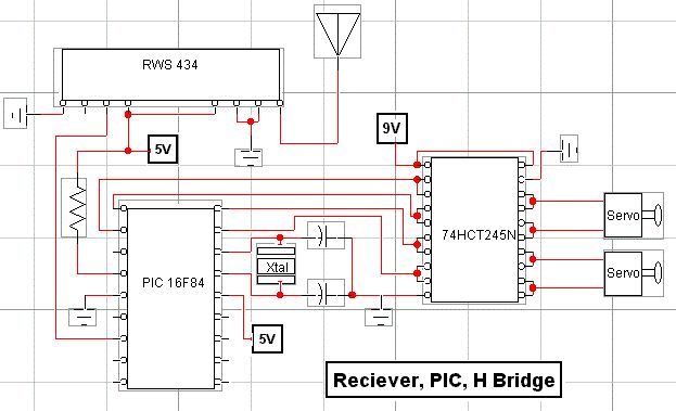 rf modem robotics project using pic16f84 microcontroller circuit