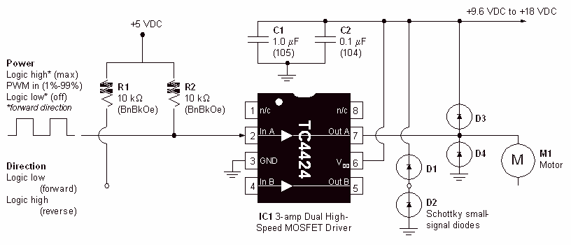 DC Motor-Driver H-Bridge Circuit – Circuit Schematic