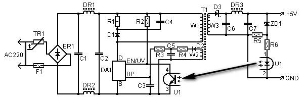 5 volt1 5a switching power supply based tny264p circuit