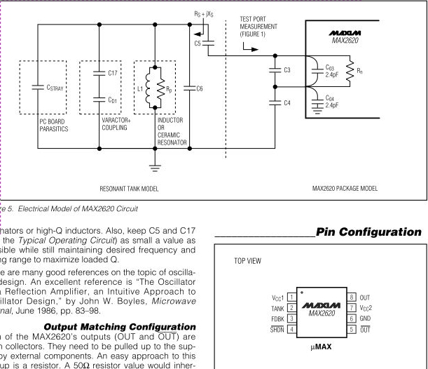 MAX2620 10mhz To 1050mhz Integrated Rf Oscillator With Buffered Outputs circuit