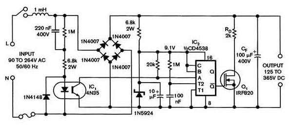 universal power supply with a safe high voltage capacitor