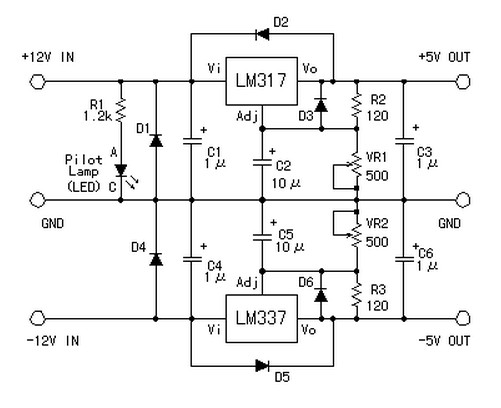 symmetric 12v to 5v converter circuit