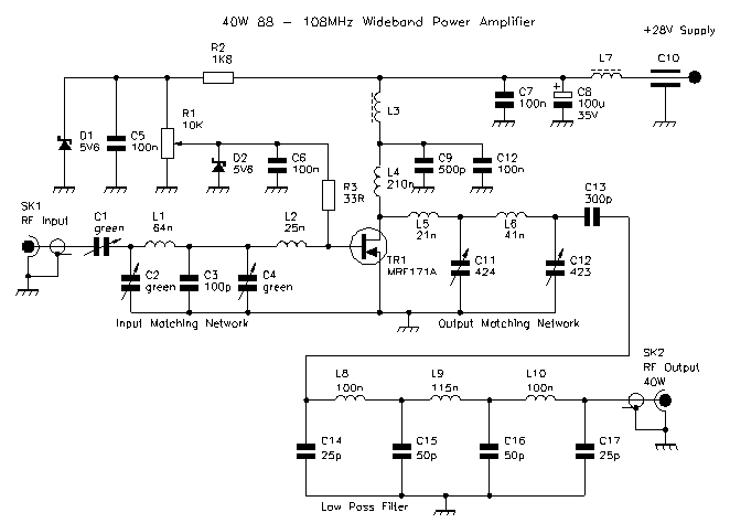 40w no tune amp – Circuit Schematic