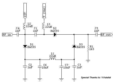 RF Signal Attenuator up to 30dB for 1MHz - 500MHz Input – Circuit Schematic