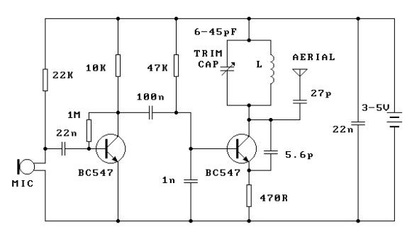 300m FM Transmitter – Circuit Schematic
