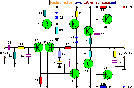 45 Watt Class-B Audio Power Amplifier circuit