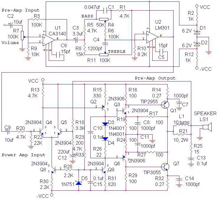 complete 70 watt power amplifier schematic – Circuit Schematic