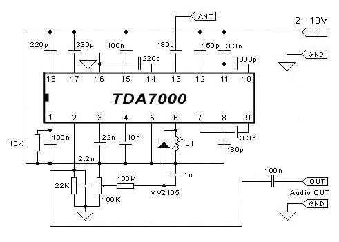 fm radio ic tda7000 schematic circuit