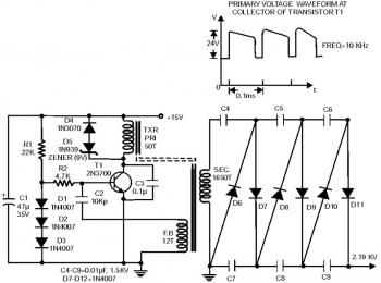 2000v high voltage low current power circuit