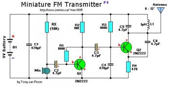 Miniature FM transmitter circuit