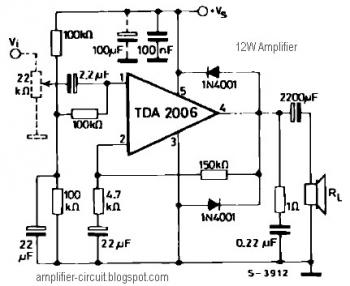 12W Audio Amplifier Circuit with TDA2006 circuit