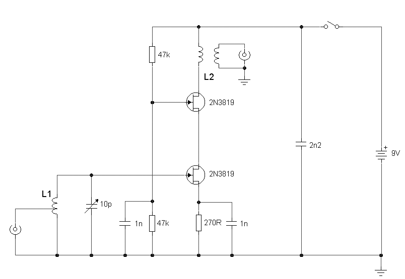 RF Preamplifier Operating in Band 2 VHF Range – Circuit Schematic