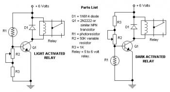 Dark and Light Activated Relay circuit