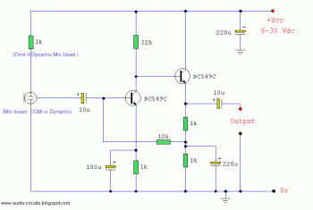 Condenser Mic preamplifier circuit