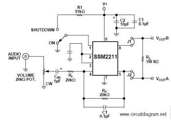 15W Audio Amplifier with IC SSM2211 circuit
