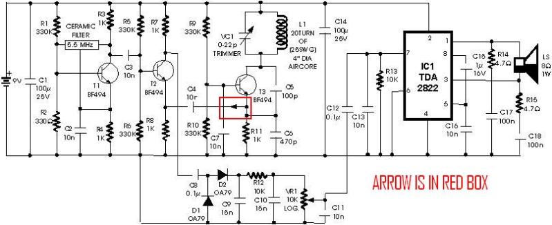 metal detector project circuit