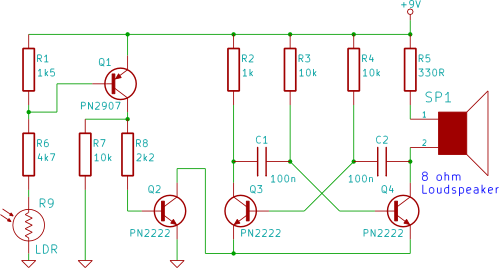 light activated alarm – Circuit Schematic