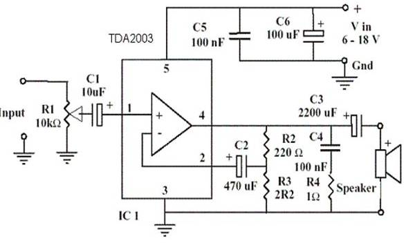 10w audio amplifier – Circuit Schematic