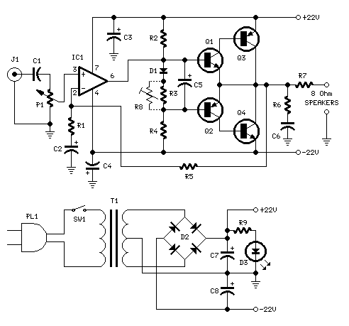 18w amplifier schematic circuit – Circuit Schematic
