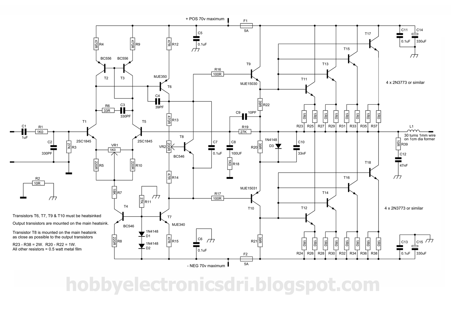 300w power amplifier circuit with 2n773 – Circuit Schematic