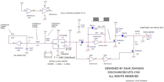 3V Sweeping Siren Alarm – Circuit Schematic