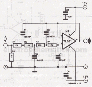 4 order filter with a single IC project PCB circuit