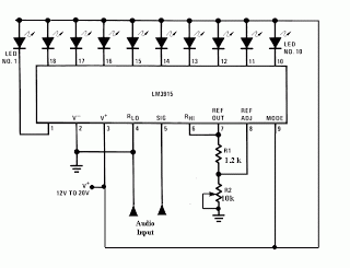 Audio Level Meter Circuit LM3915 – Circuit Schematic