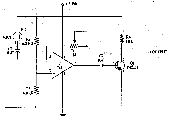 Audio Gambar Skema Condenser Microphone Amplifier – Circuit Schematic