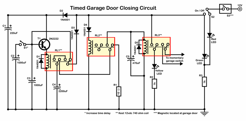 garage door closing circuit – Circuit Schematic