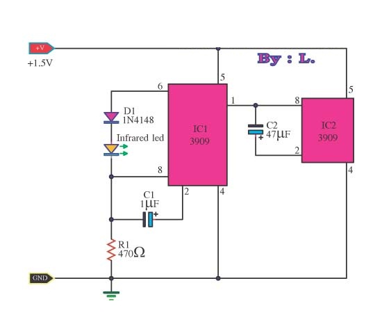 infrared transmitters using lm3909 circuit