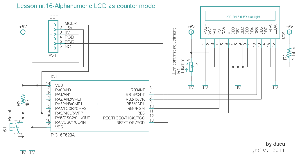 alphanumeric lcd as counter circuit