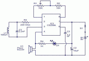 metal detector using cs209a – Circuit Schematic
