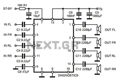 TDA7375 Car Audio Amplifier Circuit – Circuit Schematic