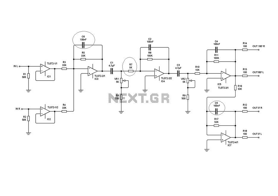 Subwoofer Filter Circuit Using Op Amp Tl072 Audio Circuits – Circuit Schematic