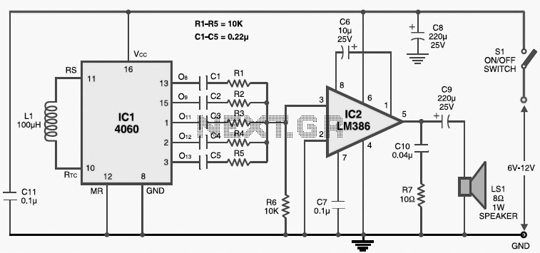 Electronic Siren with Multitone – Circuit Schematic