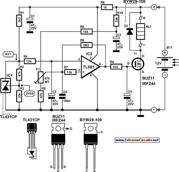lead acid battery regulator for circuit