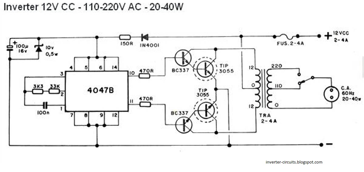Circuits : Simple 40W inverter