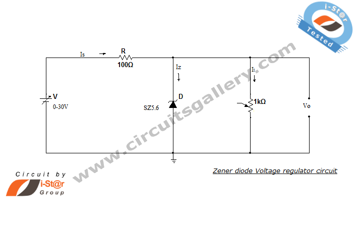 Voltage Regulator Using Zener Diode Circuit