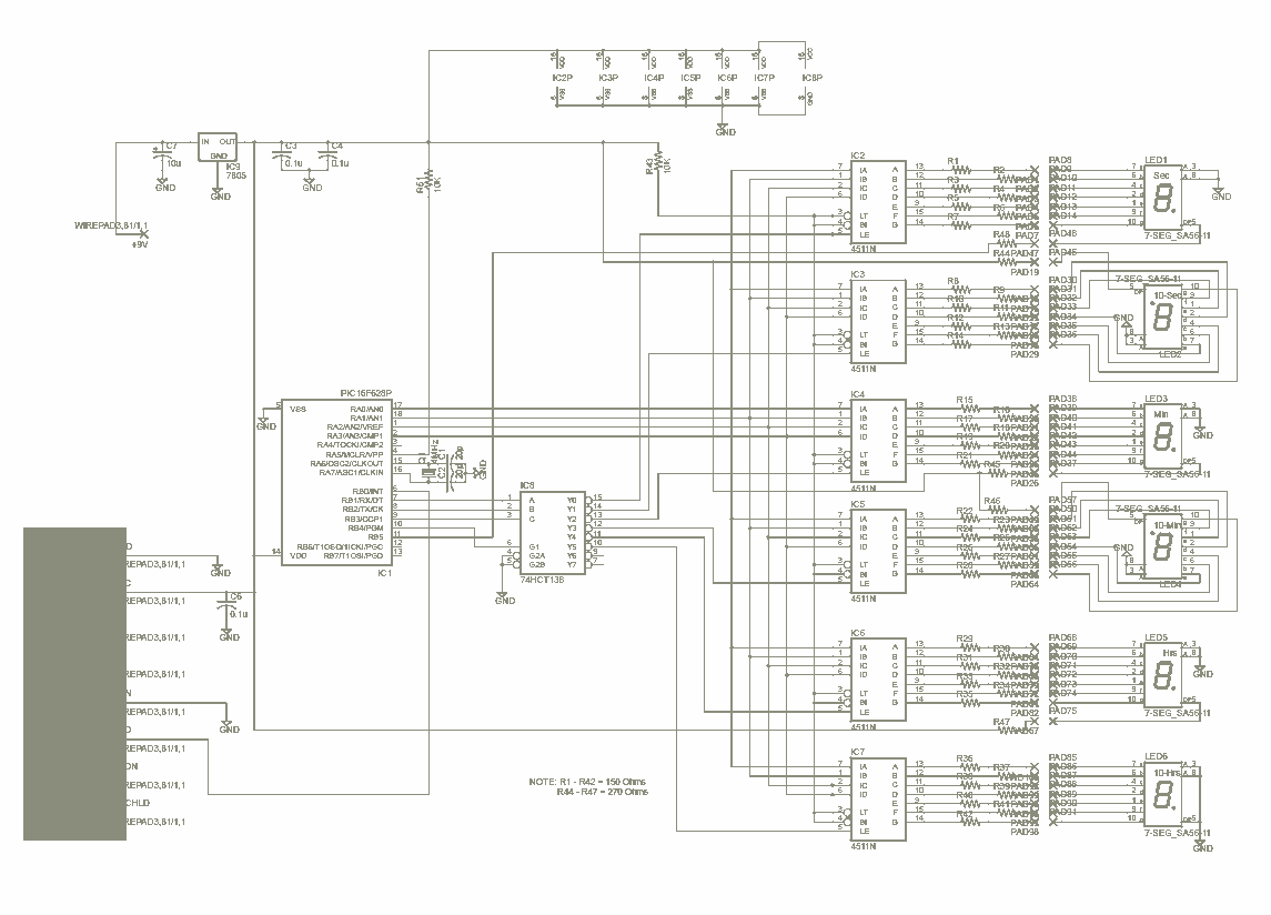 PIC clock – Circuit Schematic