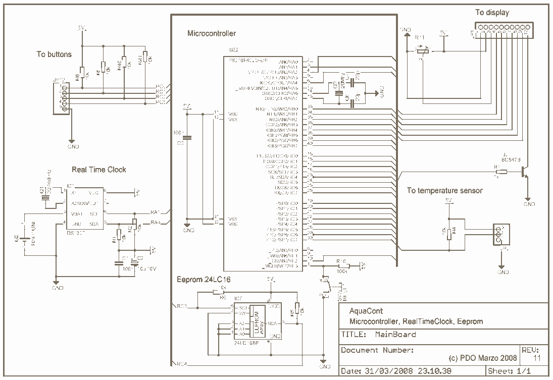 Aquarium Auto Controller using PIC18F4520 – Circuit Schematic