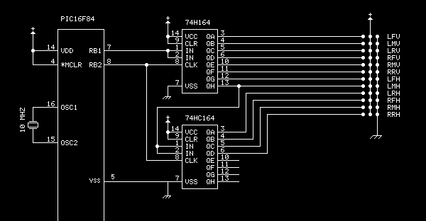 Spider robot with PIC16F84 – Circuit Schematic
